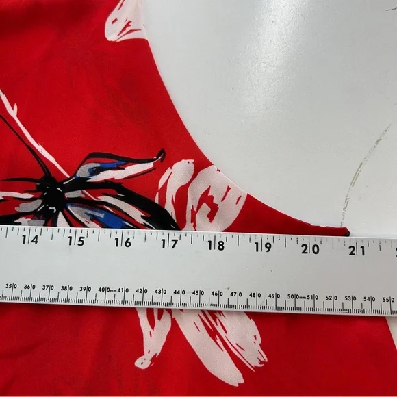 Willi Smith Red Floral Sleeveless Blouse Women’s Size Large Layered Hem Tank Top - Picture 7 of 11